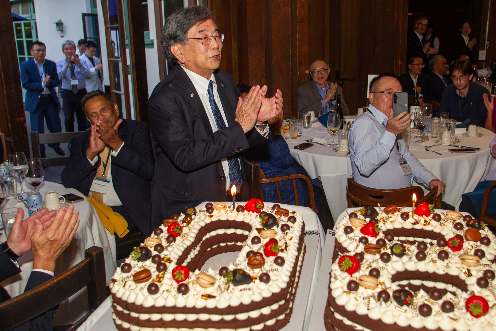 Professor Tomizuka with the celebration cake